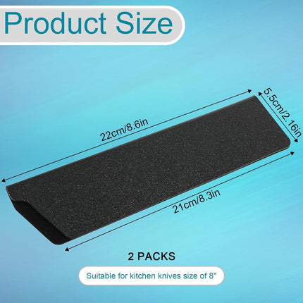 2 Pcs Knife Covers or Sleeves 8" x 2.2" Knife Edge Guard Universal Waterproof Kitchen Knife Sheath, Chef Knife Sheath, Plastic Knife Cover for Kitchen Knives, Black.