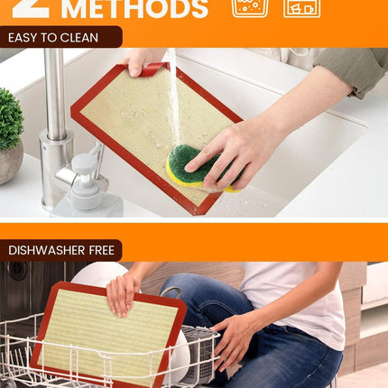 Silicone Mats, 2 Pack Nonstick Baking Sheet Liners, 26" x 11" Pastry Mat for Cookies, Candy, Bread & Pastry.