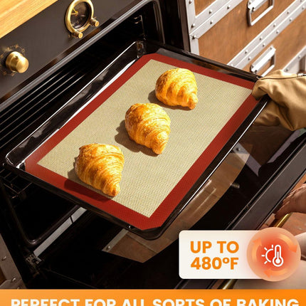 Silicone Mats, 2 Pack Nonstick Baking Sheet Liners, 26" x 11" Pastry Mat for Cookies, Candy, Bread & Pastry.