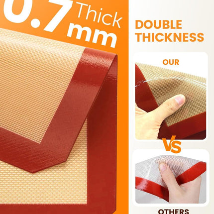 Silicone Mats, 2 Pack Nonstick Baking Sheet Liners, 26" x 11" Pastry Mat for Cookies, Candy, Bread & Pastry.