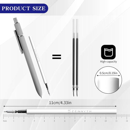 Gel Pen Refills 0.5 for Click pens with Spring, Quick Drying Ink Pen Refills Black Smooth Writing pens for Journaling (0.5 MM Fine Tip, Pack of 10).