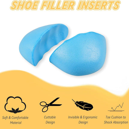 Shoe Filler for Too Big Shoes, Inserts to Make Shoe Smaller, Toe Filler Cushion Inserts for Loose Shoes, for Men and Women (L: one to Two Size Bigger).