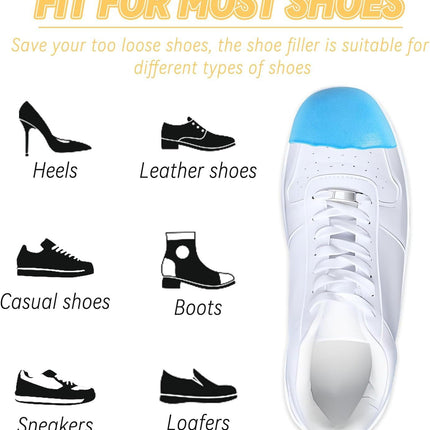 Shoe Filler for Too Big Shoes, Inserts to Make Shoe Smaller, Toe Filler Cushion Inserts for Loose Shoes, for Men and Women (L: one to Two Size Bigger).