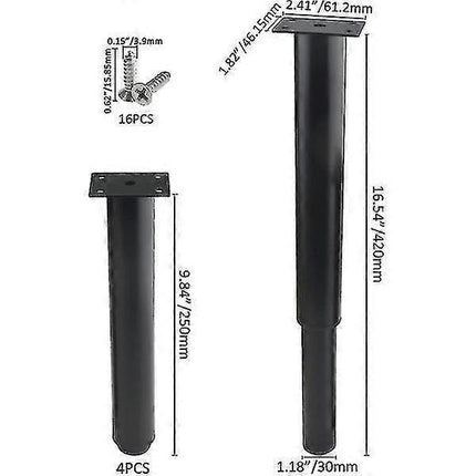 (25-42cm, black) Set of 4 strong adjustable metal furniture legs-YuJia.
