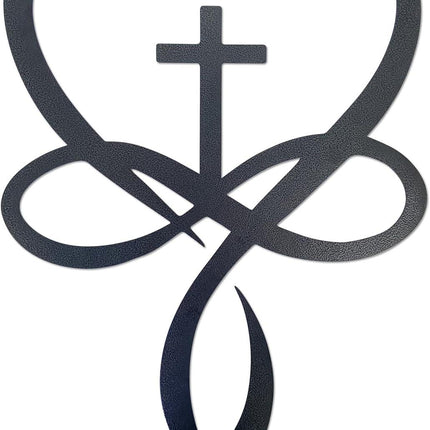 Metal Infinity Heart Cross Wall Decor, Unique Cross Decorative Wall Art, Heart And Love Sign Wall Plaques, Love Gift For Adult Home Wedding, Decor Room Bedroom Living Room Decoration（Black Iron Vein).