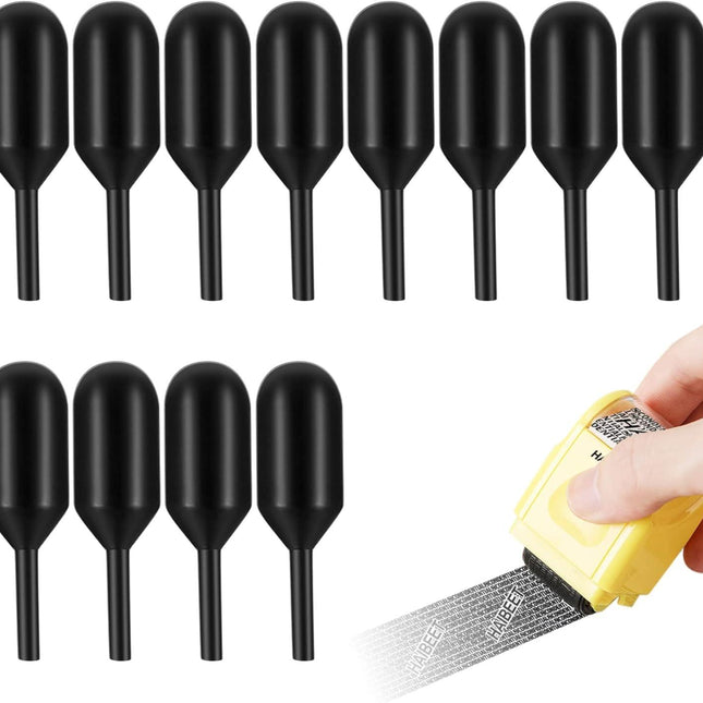 Identity Theft Protection 12 Pcs Roller Stamps Replacement Refills for Confidential Privacy Security, Black Ink, Covers Personal Mail Address Information.