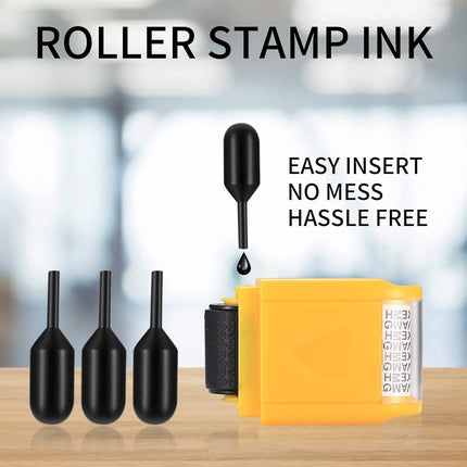 Identity Theft Protection 12 Pcs Roller Stamps Replacement Refills for Confidential Privacy Security, Black Ink, Covers Personal Mail Address Information.