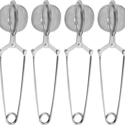 Tea Strainers for Loose Tea, 4 Pack Tea Infuser with Handle Fine Mesh Tea Ball Filter Tea Diffusers Steeper for Loose Leaf Tea, Spices, Seasonings.