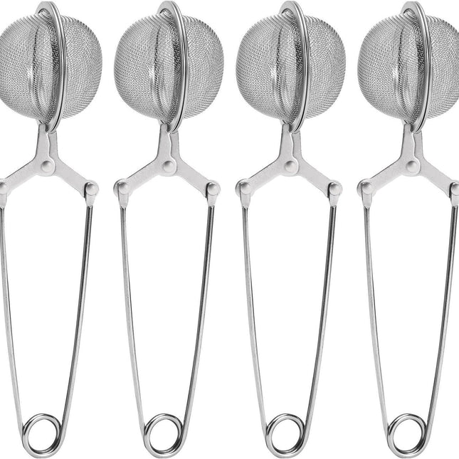 Tea Strainers for Loose Tea, 4 Pack Tea Infuser with Handle Fine Mesh Tea Ball Filter Tea Diffusers Steeper for Loose Leaf Tea, Spices, Seasonings.