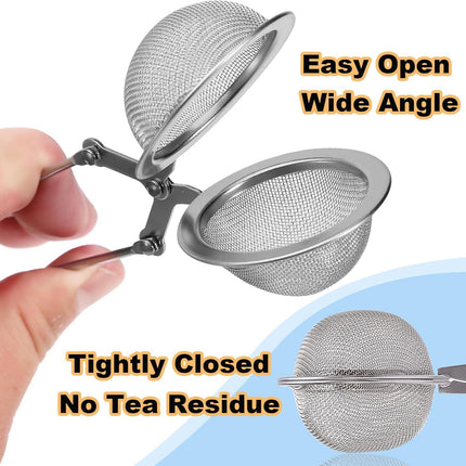 Tea Strainers for Loose Tea, 4 Pack Tea Infuser with Handle Fine Mesh Tea Ball Filter Tea Diffusers Steeper for Loose Leaf Tea, Spices, Seasonings.