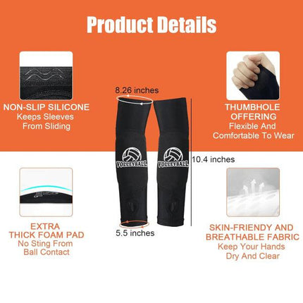 Volleyball Knee Pads and Arm Guards with Thumb Holes High Protection Plate for Women Teenage Girls Training Equipment.