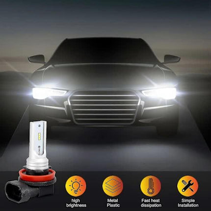 H8 H11 H16 LED Fog Light Bulb CSP-Y11 Cool White 6500K 2-Pack.