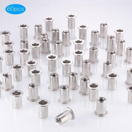 60pcs 304 Stainless Steel Rivet Nut M8 Flat Head Blind Nut Threaded Rivet Nut Rivet Nut for Threaded Insert Plys.