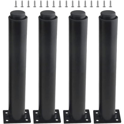 (25-42 cm, black) Set of 4 sturdy adjustable metal furniture legs.