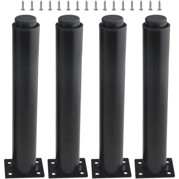 (25-42 cm, black) Set of 4 sturdy adjustable metal furniture legs.