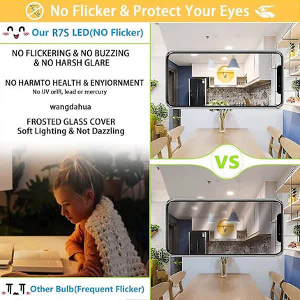 2 Pcs R7s 118mm 30W Dimmable LED Bulb Warm White 3000K Flicker Free.