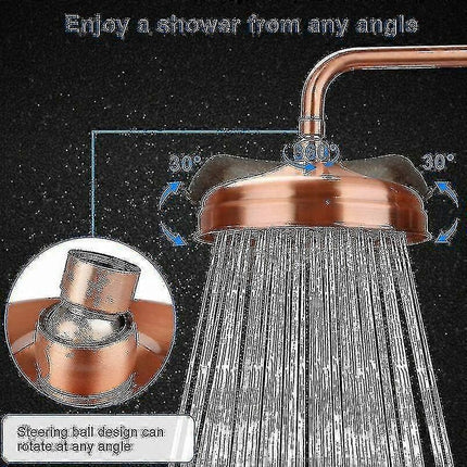 Copper High Pressure Rain Shower Head 20cm 8 Inch Adjustable Angle Fixed Mount Gold.
