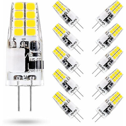 G4 LED Bulb 3W 6000K Cool White Equivalent to 35W Halogen 12V AC/DC 300 Lumens Non-Dimmable 10 Pack.