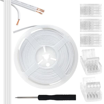 10mm RGB LED Strip Connector Kit 5-Pack with 10m Cable, Compatible with 5050 2835 LED Strip Lights, Includes Screwdriver.