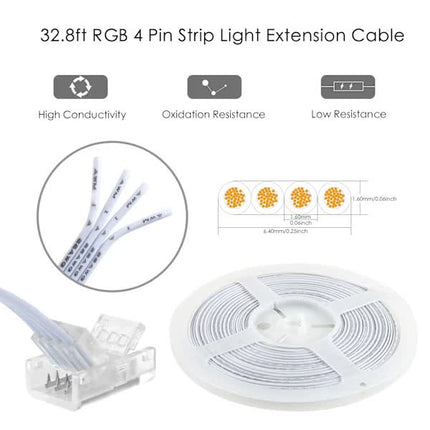 10mm RGB LED Strip Connector Kit 5-Pack with 10m Cable, Compatible with 5050 2835 LED Strip Lights, Includes Screwdriver.
