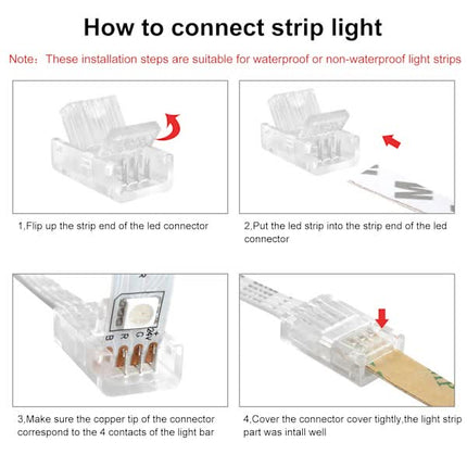 10mm RGB LED Strip Connector Kit 5-Pack with 10m Cable, Compatible with 5050 2835 LED Strip Lights, Includes Screwdriver.