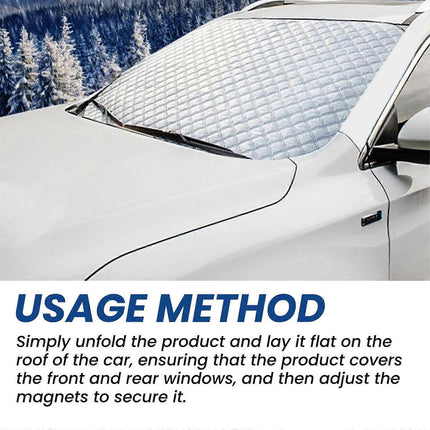 Vehicle Windshield Snow Cover with Magnetic Attachment 140x94cm Frost Ice UV Protection Easy Installation Fits Most Cars.