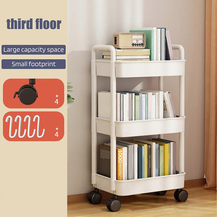 4-Tier Rolling Storage Cart with Wheels Black Mobile Rack Shelf Large Capacity Strong Load-Bearing.