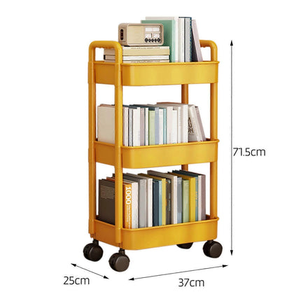4-Tier Rolling Storage Cart with Wheels Black Mobile Rack Shelf Large Capacity Strong Load-Bearing.