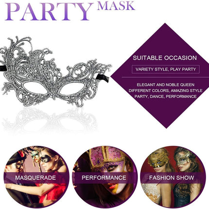Venetian Masquerade Mask for Women Elegant Lace Halloween Mardi Gras Party Gold Silver Black.