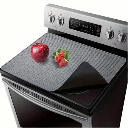 Extra Large Silicone Stove Protector Mat, Heat Resistant Non-Slip Kitchen Dish Mat for Electric Stove in Black.