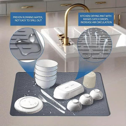Extra Large Silicone Stove Protector Mat, Heat Resistant Non-Slip Kitchen Dish Mat for Electric Stove in Black.