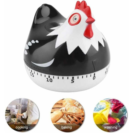 Kitchen Timer Chicken Design Manual Cooking Clock ABS Black Compatible with Braun.