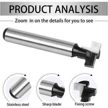 8mm T-Slot Router Bits 3Pcs Set with 7.93/9.52/12.7mm Shanks Compatible with Bosch DeWalt Makita for Woodworking Power Tools Carpentry.