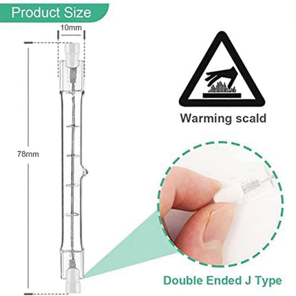 R7s Halogen Bulb Set of 5, 78mm 80w 230v, Dimmable Halogen Rod for Construction Site Floodlights.