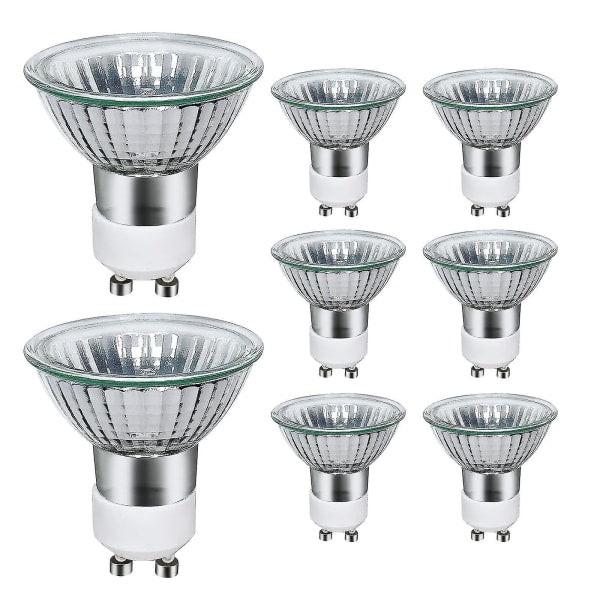 8-pack GU10 halogen bulbs 35W 220V warm white 2800K.