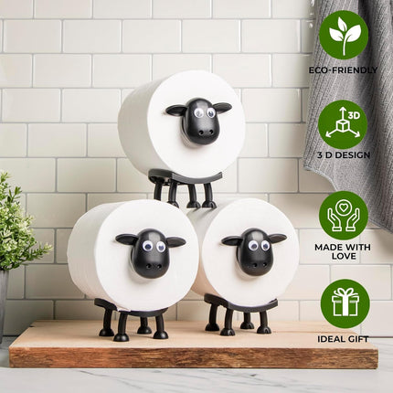 Toilet Paper Holder Set of 3 Sheep Cute Bathroom Decor.