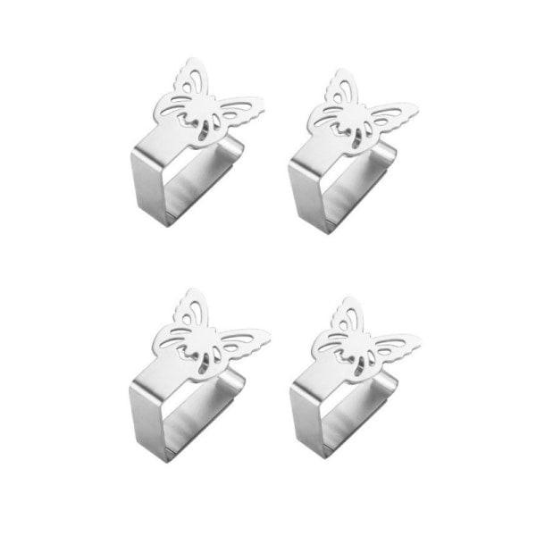 Butterfly-Shaped Cloth Clips / Cloth Holders, 4-pack Silver.