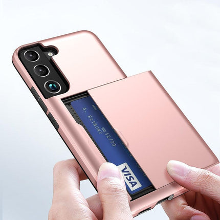 Compatible with Samsung Galaxy S22 Case with Card Slot Rose Gold.