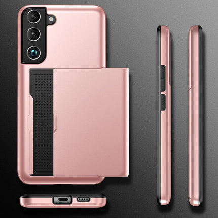 Compatible with Samsung Galaxy S22 Case with Card Slot Rose Gold.