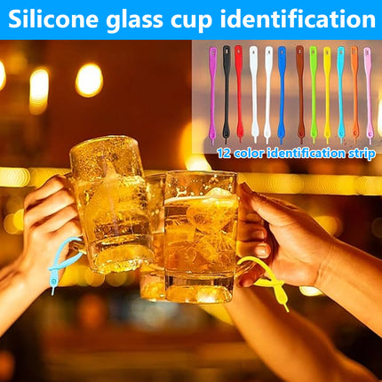 Glass Markers 60 pcs Silicone Reusable Compatible with Wine Glasses.