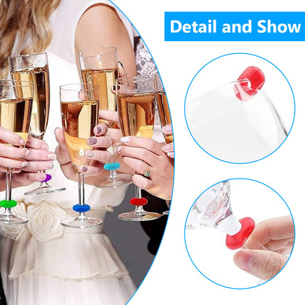 Glass Markers 60 pcs Silicone Reusable Compatible with Wine Glasses.