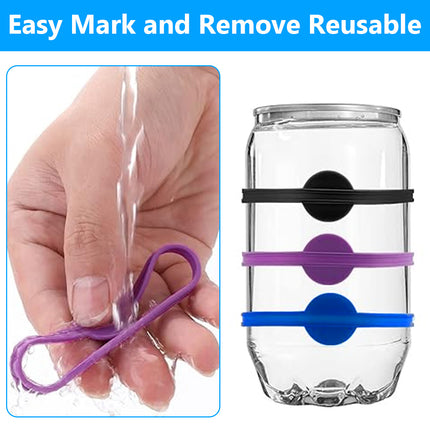 Glass Markers 60 pcs Silicone Reusable Compatible with Wine Glasses.