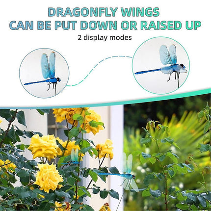 12pcs Artificial 3D Dragonfly Clips for Outdoor Garden Decor, Gardening.