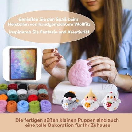Felting Needles Kit in 24 Colors with Wool, Tools, Mat \u0026 Storage Bag for DIY Craft Projects..