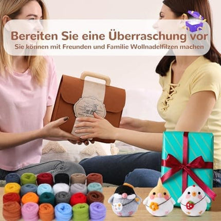 Felting Needles Kit in 24 Colors with Wool, Tools, Mat \u0026 Storage Bag for DIY Craft Projects..