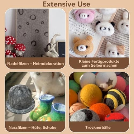 Felting Needles Kit in 24 Colors with Wool, Tools, Mat \u0026 Storage Bag for DIY Craft Projects..