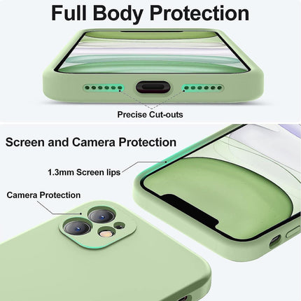 iPhone 11 Case 6.1 Inch Liquid Silicone Square Edges Camera Protection Soft Anti-Scratch Microfiber Lining Matcha Green Upgraded.