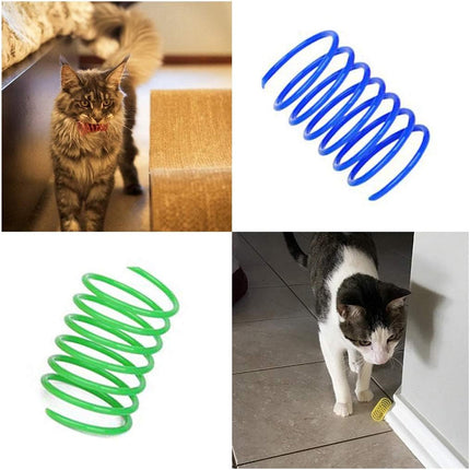 Cat Spiral Spring Toy, Interactive Durable Heavy Duty Plastic Colorful Spring Toy for Play.