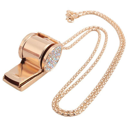 Whistle, metal and rhinestone crystal whistle, shiny with key ring for referees, coaches, teachers.
