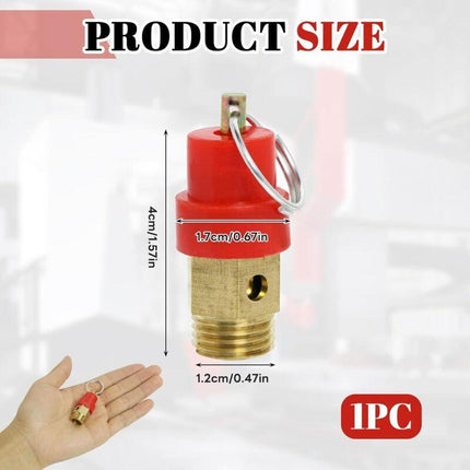 Air Compressor Safety Valve 115 PSI G1/4 Male Red Capsule 1pc Compatible with Various Brands.